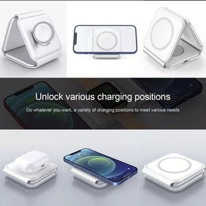 Hot Selling Foldable 15w Fast Magnetic 3 in 1 Wireless Charger Station for Mobile Phone Fast Charging Desktop Charger <b>Stand</b> - Product Image 4