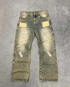<span class=keywords><strong>Jeans</strong></span> Vintage con Stonewashed da <span class=keywords><strong>uomo</strong></span> con rivetti stile Streetwear <span class=keywords><strong>Jeans</strong></span> larghi da <span class=keywords><strong>uomo</strong></span> - Product Image 1