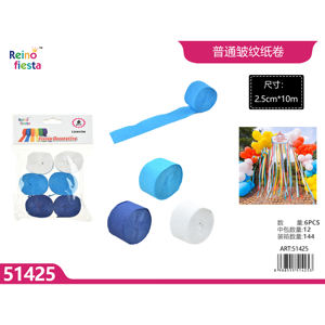 6 confezioni di rotoli di carta crespa 25cm X 10m colori assortiti per decorazioni per feste assortite - Product Image 1