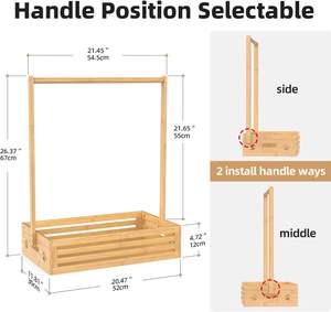 Cintre en <span class=keywords><strong>bambou</strong></span> naturel pour animaux de compagnie Cintre pour douche de bébé Cintre de grande capacité avec boîte de rangement et <span class=keywords><strong>tige</strong></span> de suspension réglable - Product Image 2