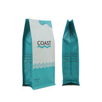 Sacs d'emballage pour café à fond plat avec valve et fermeture éclair, personnalisables avec logo imprimé, recyclables, 100g, 125g, 250g, 500g, qualité supérieure