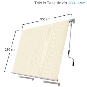 Tenda a braccio avvolgibile 300x250 cm con bracci di bloccaggio per balcone, terrazza, protezione solare esterna - Product Image 2
