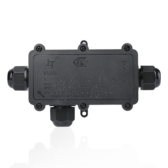 M686 3-Way IP68 Waterproof Junction Box PC PA66 Material Outdoor Connection Box for CCTV Camera and Power
