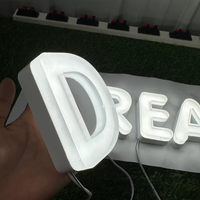 Enseignes commerciales 3D rétroéclairées LED personnalisées écologiques en gros, lettres en relief métalliques pour intérieur, logos muraux de bureau, décoration IP65