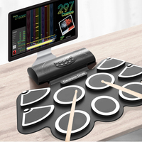 Pad de pratique de percussion électronique portable, 15 sons de batterie, kit de batterie de démonstration avec écran LCD