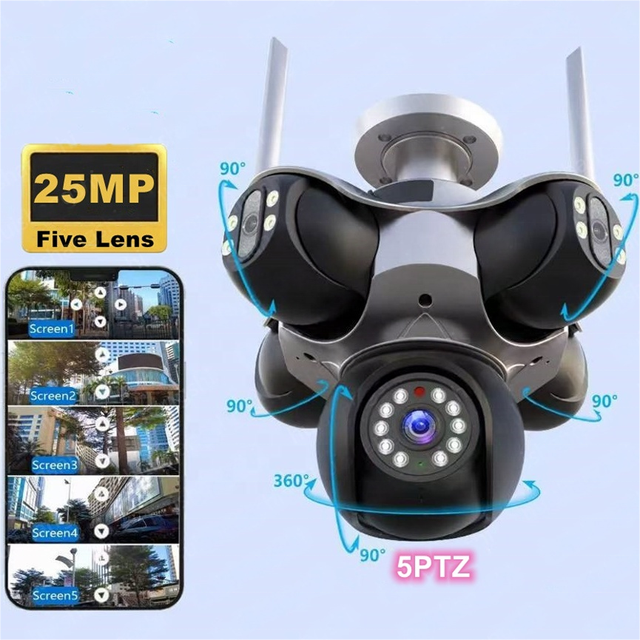 Factory OME Outdoor 25mp Five Lens Wireless Security Camera Ptz Motion IP67 Waterproof CCTV Camera