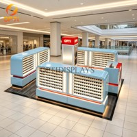 Vitrine d'exposition de lunettes de soleil en verre moderne sur mesure avec éclairage LED, kiosque à lunettes écologique, construction robuste