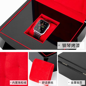 Glossy Piano Lacquer <b>Watch</b> Box Single Slot Luxury Wooden Jewelry Storage <b>Case</b> Red Velvet Lining Custom Gift Packaging - Product Image 4