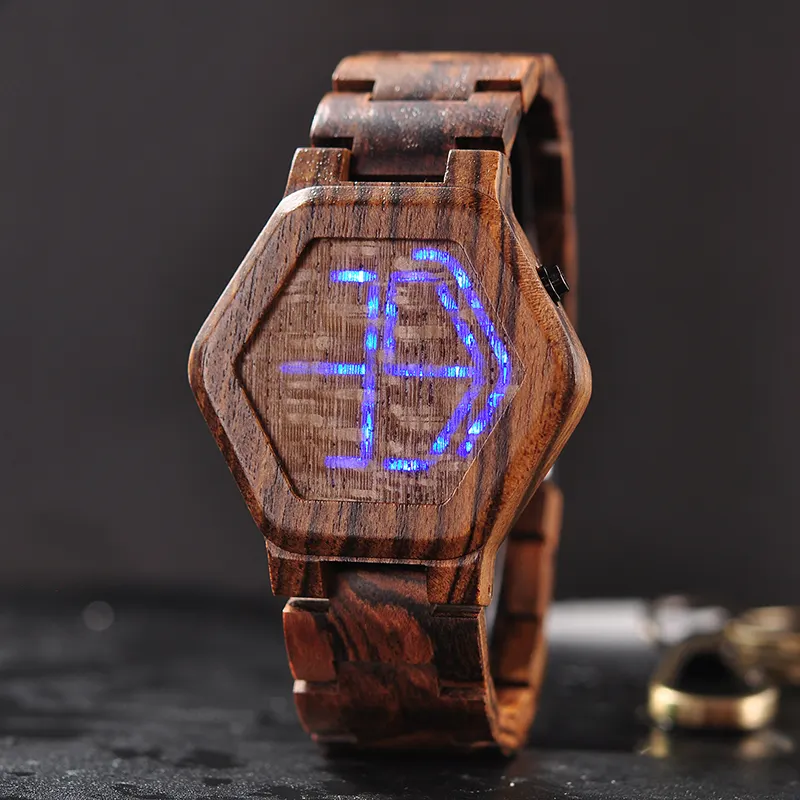 BOBO VOGEL nieuwe aankomst hout led horloge hout mannen horloge met custom hout horloges