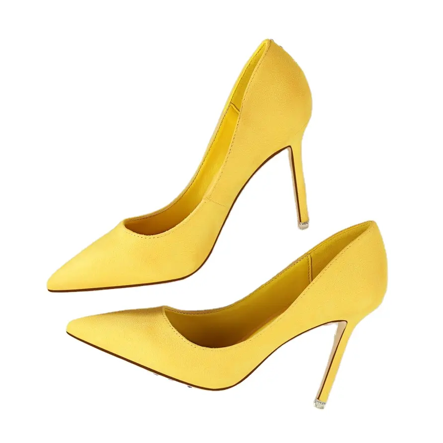 Fashion simple fine shallow mouth high heel pump sexy pointy suede female high heel shoes for woman