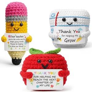Lápiz de ganchillo hecho a mano con forma de manzana, con tarjeta de agradecimiento por ayudarme a crecer, muñeco de punto emocional, regalo para profesores. - Product Image 1