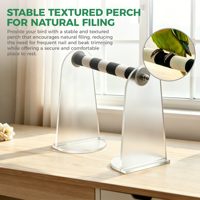 Support en acrylique pour oiseaux avec barre de ponçage des griffes, résistant à l'eau, station de repos stable pour bureau