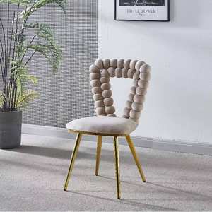 Modern <b>Black</b> Velvet Upholstered Adjustable Height Eco-Friendly Lightweight <b>Dining</b> <b>Chairs</b> Gold Iron Legs Hairball Backrest for - Product Image 4
