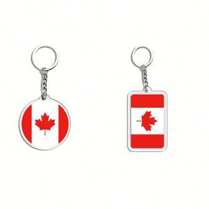 Porte-clés Souvenir Drapeau Canadien - Pendentif Rectangulaire en Acrylique Tendance Dessin Animé Personnalisable Cadeau 2026 pour Fans de Football Vente Directe Usine - Product Image 6