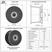Jantes forgées CF 20 21 pouces 5x120 PCD 62.5 CB pour voitures particulières, compatibles avec NIO ET5 ET7, jantes sport échelonnées