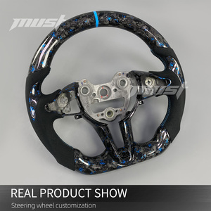 Volante de Fibra de Carbono Forjado con Diseño Personalizado en Azul y Agarre de Microfibra Negra para <span class=keywords><strong>Hyundai</strong></span> I30N I20N ElantraN N-<span class=keywords><strong>line</strong></span> - Product Image 3