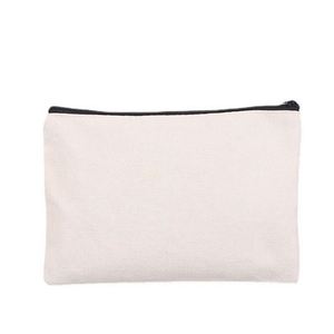 <b>Blush</b> Pink Canvas Makeup Pouch Eco Natural Cotton Canvas Cosmetic Pouch Bag With Zipper - Product Image 1
