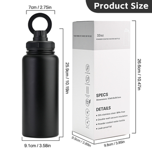 Custom Logo 1L Stainless Steel Double Wall Insulated Vacuum Flask 32oz Magnetic Water Bottle with Phone Holder - Product Image 5