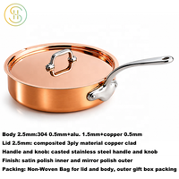 Batterie de cuisine OEM à trois plis plaquée cuivre ensemble de 6 pièces de casseroles pour la cuisine domestique