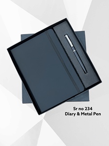 A5 PU Diary Sewing Bound Metal Ballpoint Pen <b>Set</b> 100 Sheets UV Printed Hardcover <b>Notebook</b> Office Business Use Promotional Gifts - Product Image 3