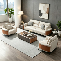 Conjunto de Sofás de Oficina Modernos y Minimalistas de Cuero con Estructura de Madera para Oficina en Casa, Sala de Estar y Uso en Hoteles