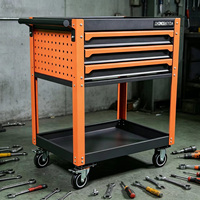 Chariot à outils à 3 tiroirs robuste avec étagère à 2 niveaux, chariot à outils roulant pour garage, atelier, réparation automobile