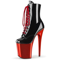 Bottines courtes pour femme à talon très haut de 20 cm, sexy, fétichistes, pour pole dance, plateforme imperméable, grande taille, mode, hauteur de la cheville, à lacets