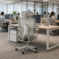 Chaise de bureau exécutive ergonomique à dossier haut entièrement en maille, pivotante, avec mécanisme de commande linéaire, conforme à la norme BIFMA