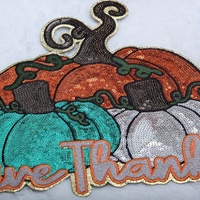 Grand Patch Décoratif en Feutre à Broderie de Paillettes en Forme de Citrouille de Noël à Coller au Fer pour Chapeaux