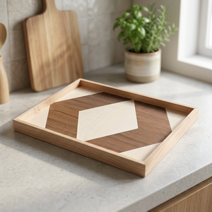 Bandeja de Desayuno de Madera Hecha a Mano con Estampado Animal, Ecológica, Apta para Lavavajillas y Microondas, Decorativa, con Recubrimiento en Polvo - Product Image 1