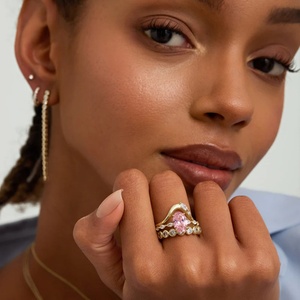 แหวนแฟชั่น แหวนเพชรชมพู เครื่องประดับชั้นดี แหวนผู้หญิง ไม่หมอง ล่าสุด แหวนดีไซน์ไม่ซ้ำใคร แหวนแฟชั่นสำหรับผู้หญิง - Product Image 3