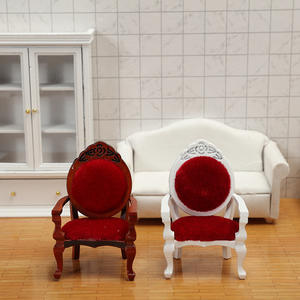 Modèle de meubles miniatures en bois pour maison de poupée DIY 1:12, fauteuil à accoudoirs en forme de pêche, petit fauteuil JC KT337 - Product Image 3