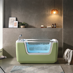 <span class=keywords><strong>Baignoire</strong></span> bébé rectangulaire autoportante moderne en acrylique vert avec fonction de trempage et drain inclus pour salle de bain - Product Image 6