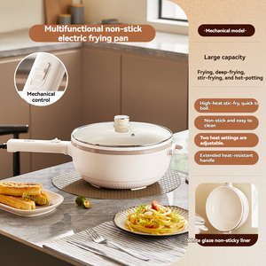 Olla Eléctrica de Gran Capacidad de 5L, Versión Mecánica, Olla Eléctrica de Doble Capa Integrada con Vaporera, Revestimiento de Cerámica Esmaltada, Wok Eléctrico - Product Image 5