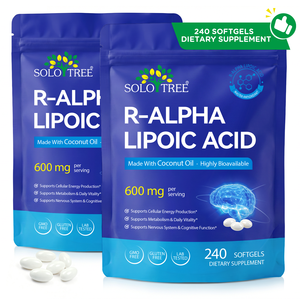 SOLOTREE Etichetta Privata 240 Capsule Senza Glutine 600 mg per Porzione Acido R-Alfa Lipoico Integratore ALA con Olio di Cocco - Product Image 1