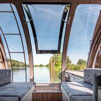 Bateau-maison tout équipé sur roues avec moteur hors-bord, en aluminium, pour divertissement, croisière et tourisme, fabrication soudée