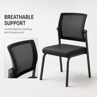 Chaise de formation moderne empilable en maille, hauteur réglable, avec accoudoirs fixes et rembourrés, structure métallique pour bureau et salle de conférence