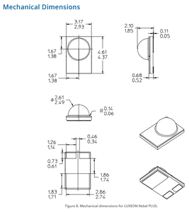 Lumileds LX18-P127-3 LUXEON Rebel PLUS Puce LED haute puissance Blanc chaud 2700K 80CRI 1W 88lm/W 120 - Product Image 6