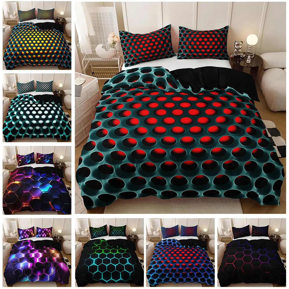 Waben loch neuartiges Design Schlafzimmer Bettwäsche-Set, Hersteller Direkt verkauf Quilt-Set dreiteiliges Set