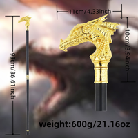 Großhandel Glänzender Goldener Flügel-Drachenkopf-Gehstock, Fantasy-Dekorativer Spazierstock für Cosplay Halloween Feiertagsgeschenke
