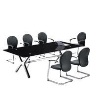 Table de collaboration professionnelle moderne avec accès intégré au réseau électrique – Qualité supérieure pour discussion et bureau de startup – Fonctionnelle