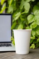 Gobelets en papier jetables écologiques, durables, blancs, à paroi simple, de qualité alimentaire pour boissons chaudes, logo personnalisé acceptable