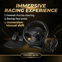 Volant de course sportif Cstar Custom 270° avec moteur à vibrations pour PC (7-en-1)