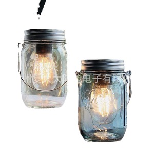 Solar Mason Jar Light Led Bulb Glass Rechargeable Indoor <b>Decorative</b> <b>Lighting</b> - Product Image 2