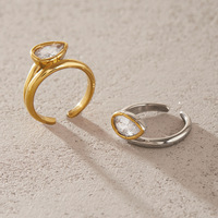 Bague ouverte en zircon Sonata pour femme, bicolore or et argent, avec cristaux scintillants, cadeau idéal pour le quotidien, finition dorée.