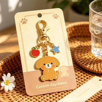 Porte-clés en métal en gros, design animal, mignon et créatif, chat et chien, émail dur, breloque de sac, pendentif, porte-clés personnalisé en métal