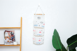 Organisateur mural en toile à suspendre sur la porte, sacs de rangement pliables écologiques pour dessins animés - Product Image 3