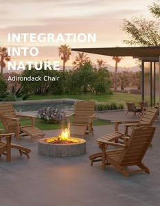 Silla Adirondack plegable con reposapiés telescópico extraíble, resistente a la lluvia, para jardín, con 2 portavasos, diseño moderno, portátil (Teca) - Product Image 4