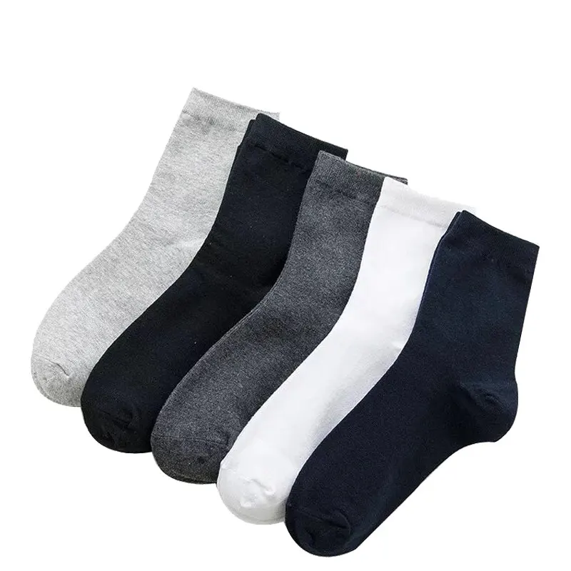 Hot sale men's spring and summer solid color cotton stockings large size deodorant business tube socks