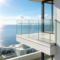 Rampe d'escalier en aluminium et verre, design moderne, fabrication OEM, verre trempé de sécurité, garde-corps intérieur/extérieur
